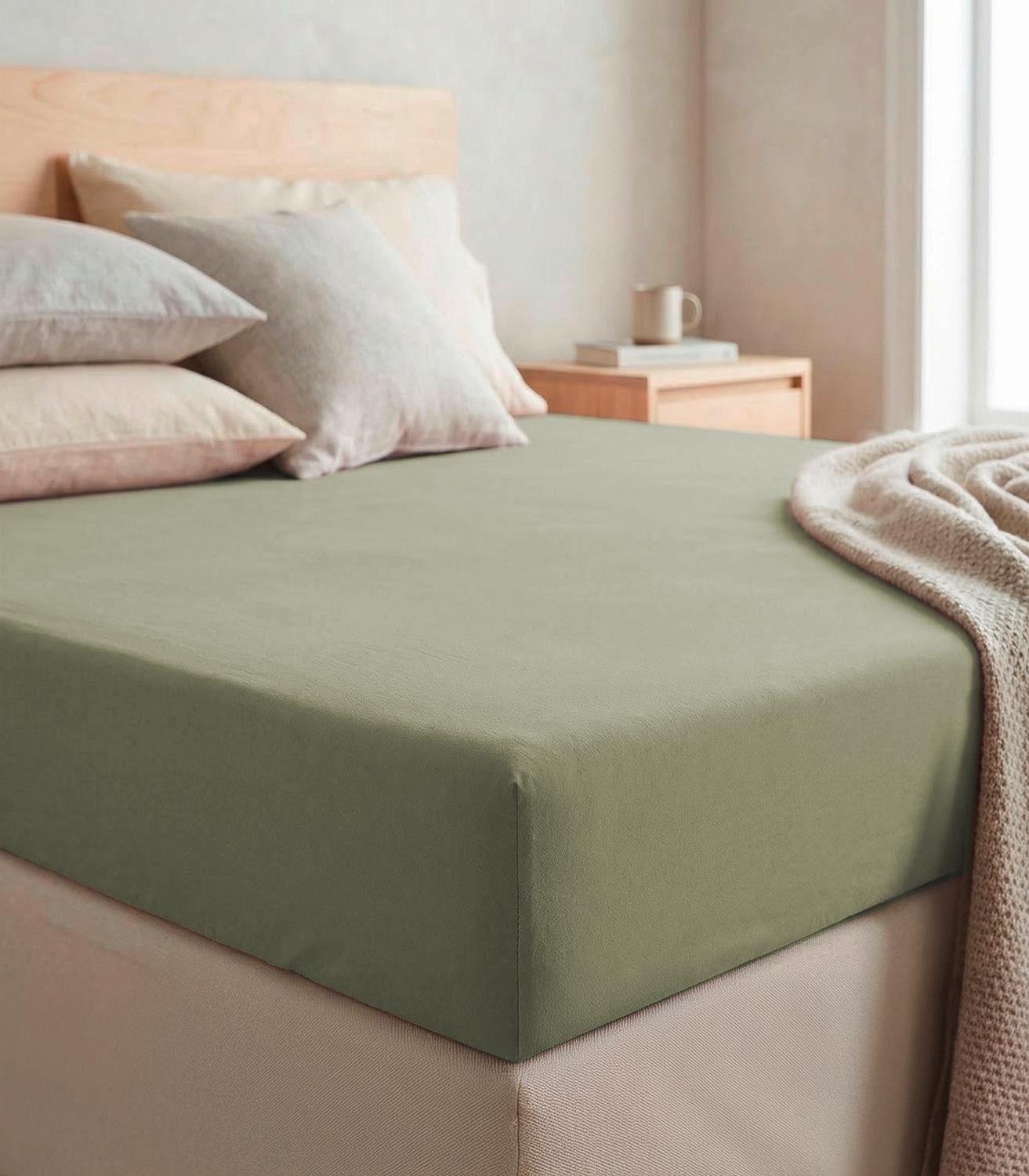 Wülfing Spannbettlaken Spannbetttuch DIANA, 140x200 cm, Grün, Baumwolle, Feinbiber, Gummizug: rundum, (1 Stück), elastisch rundum