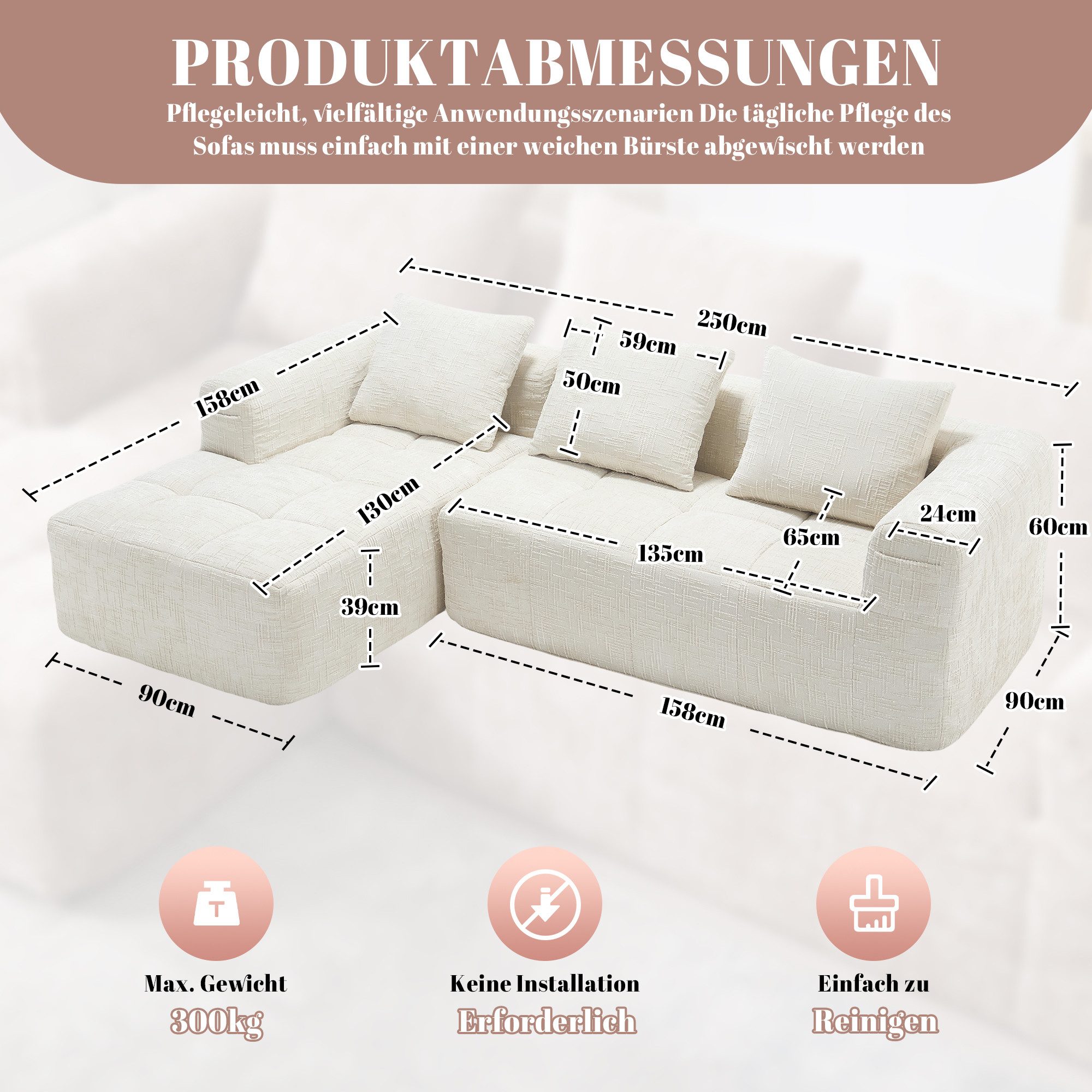 i@home 3-Sitzer Modernes Sektionssofa, L-Sofa, 3-Sitzer-Sofa, günstig online kaufen
