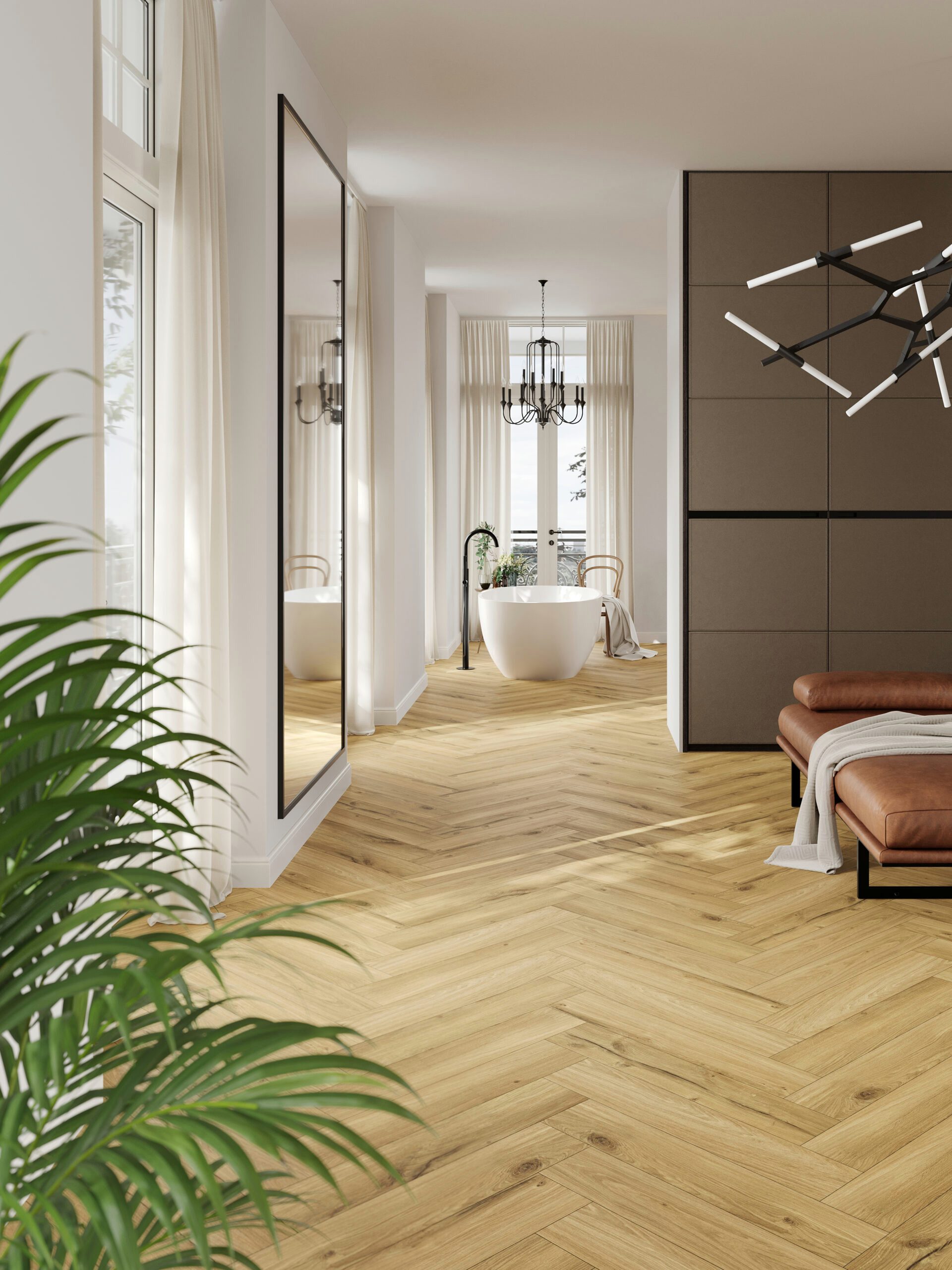 FALQUON GmbH Vinylboden The Floor Herringbone 740x148x6mm- Made in Germany - Click-Vinylboden, Fischgrät, inkl. Trittschalldämmung, Packung, In 1 Packung: 16 Paneele - 1,75m², 1 Packung: 16 Paneele - 1,75 m²