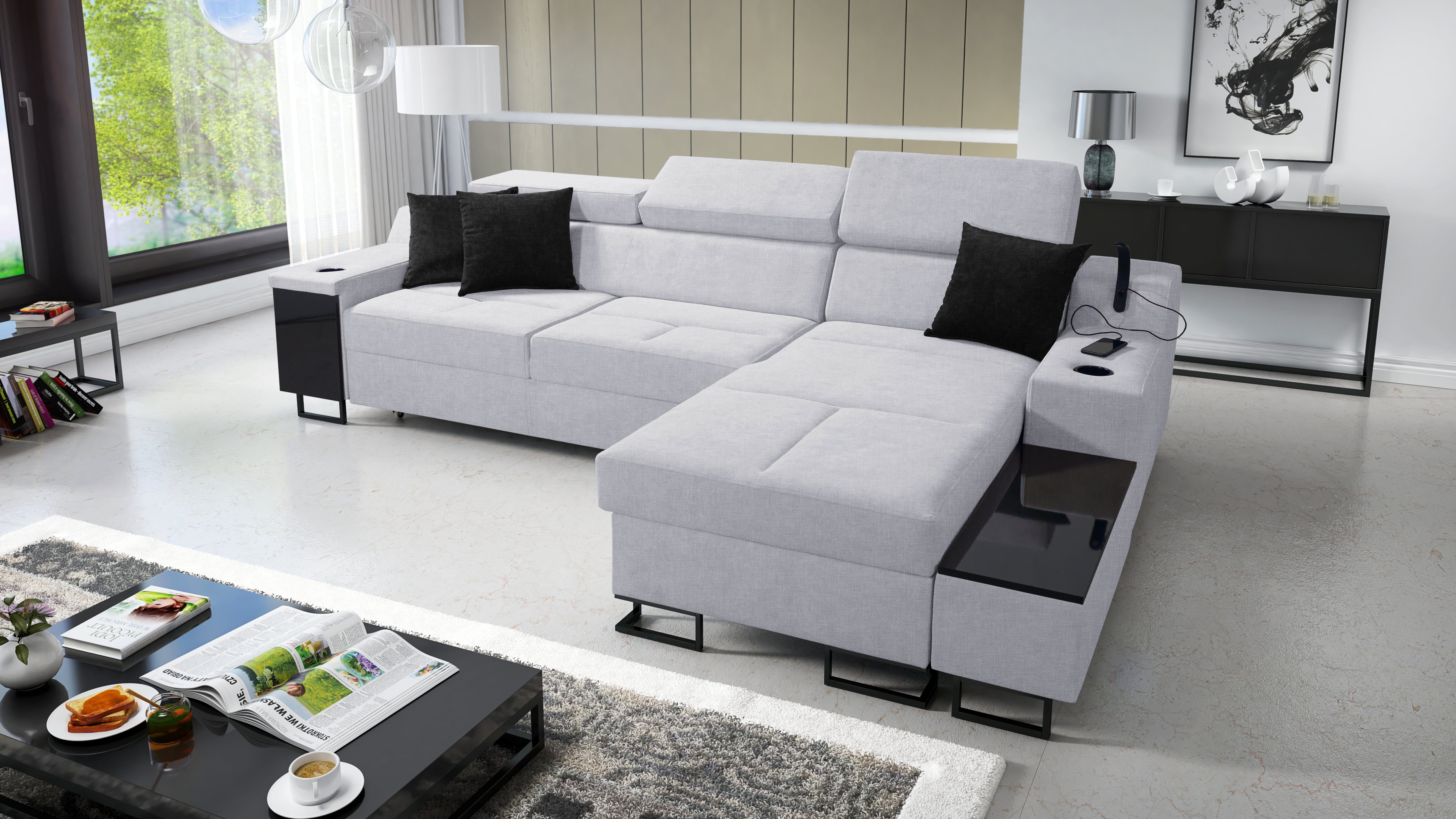 Best for Home Ecksofa Aria I Maxi: Schlaffunktion & Bettkasten für das Moderne Wohnzimmer SAWANA84