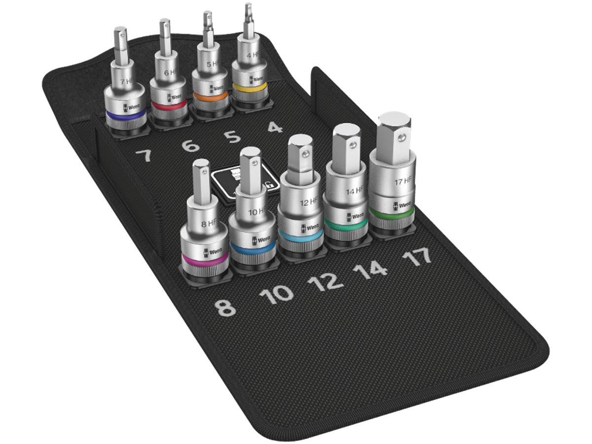 Wera Bit-Set Wera 8740 C HF 1 Zyklop Bitnuss-Satz 9-teilig, Set, inkl. robuster Textilbox, Farbkennzeichnung