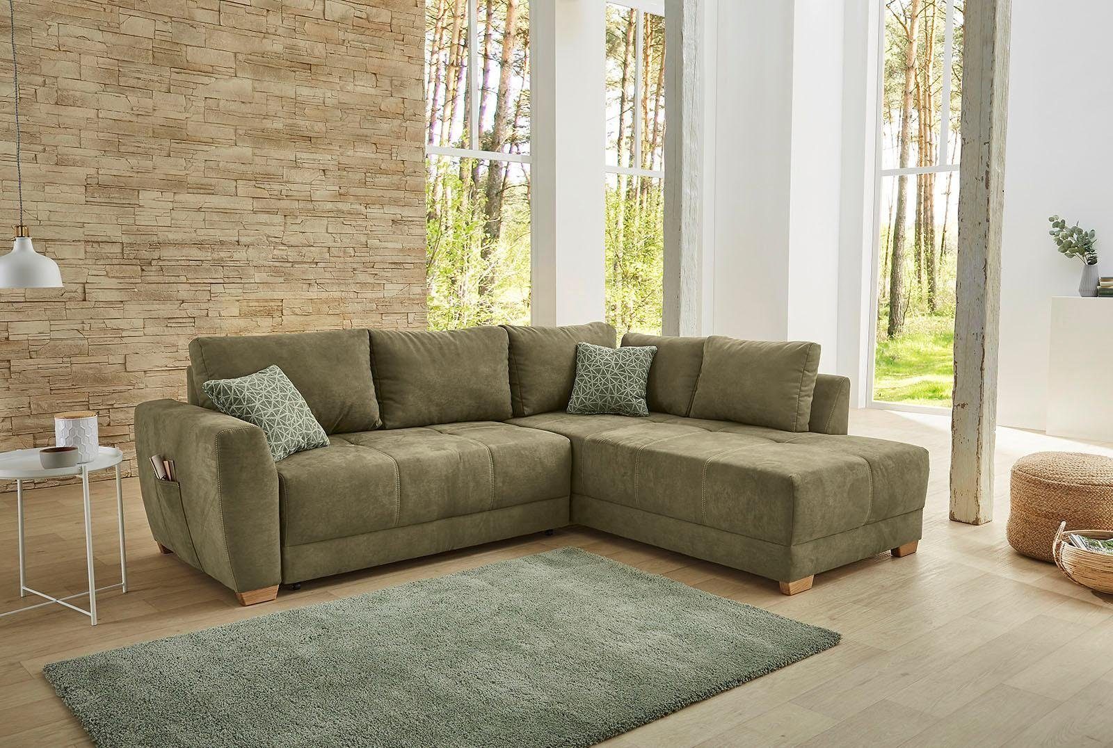 Jockenhöfer Gruppe Ecksofa Luzern L-Form, B: 254 cm, mit Schlaffunktion, Bettkasten, seitl. Tasche & Zierkissen