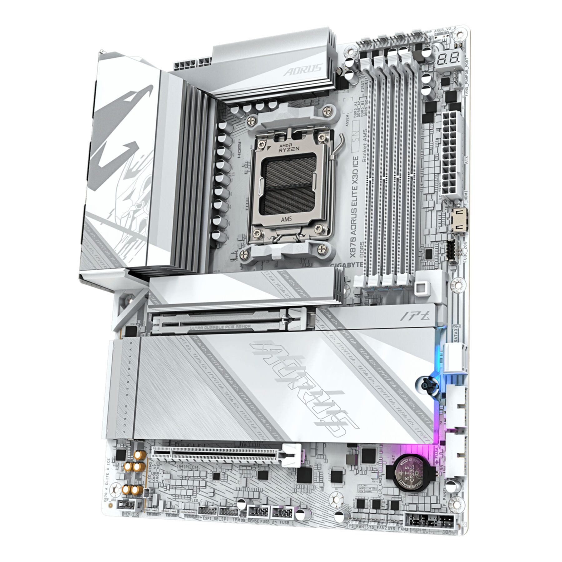 Gigabyte X870 AORUS ELITE X3D ICE Mainboard - Unterstützt AMD Ryzen 9000 Prozes Mainboard – Bild 4 von 5