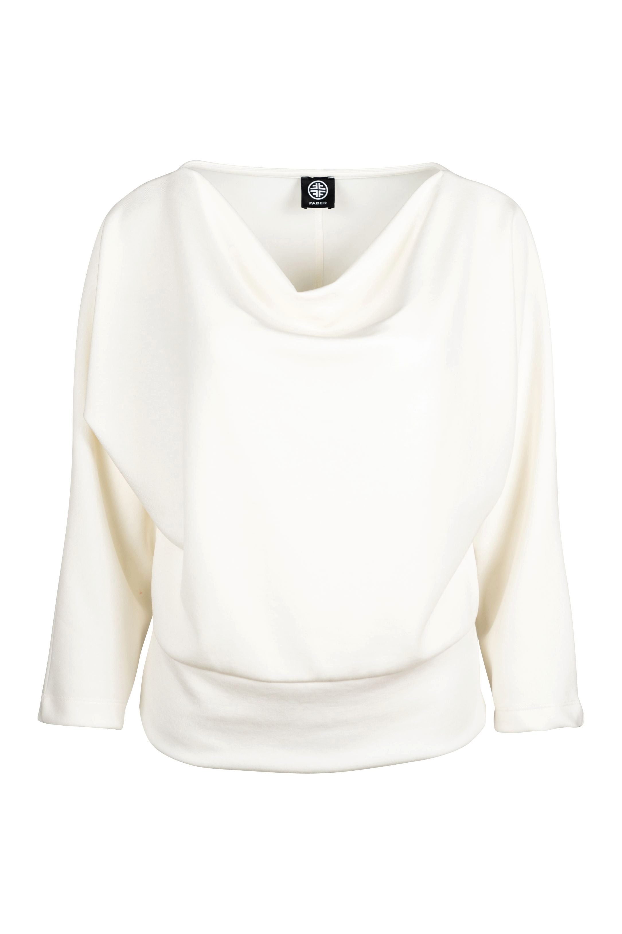 Faber Wasserfallshirt Edles Sweatshirt mit Wasserfallkragen in Farbe Offwhite mit Wasserfallkragen