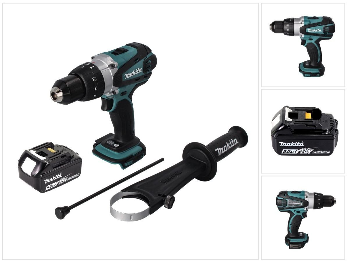 Makita Akku-Bohrschrauber DHP 458 T1 Akku Schlagbohrschrauber 18 V 91 Nm + 1x Akku 5,0 Ah - ohn