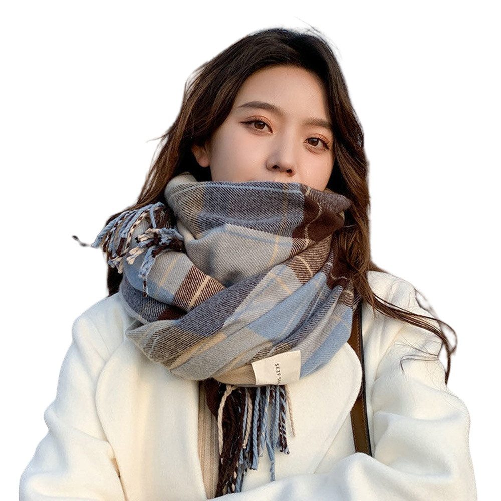 Cachito Wollschal Damen Weich Lange Wraps,Groß Karo Fransen Schals,Warm Winterschal, Warm Tartan Schals, Umhang, Schals für Damen als Geschenk
