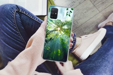 MuchoWow Handyhülle Die Sonne scheint durch die Wälder eines Regenwaldes in Malaysia, Handyhülle Samsung Galaxy A51, Smartphone-Bumper, Print, Handy