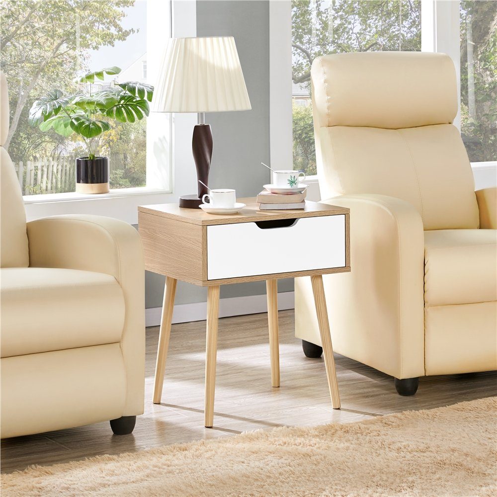 Yaheetech Nachttisch, 2 Stück Nachtkommode mit 1 Schublade Holz günstig online kaufen