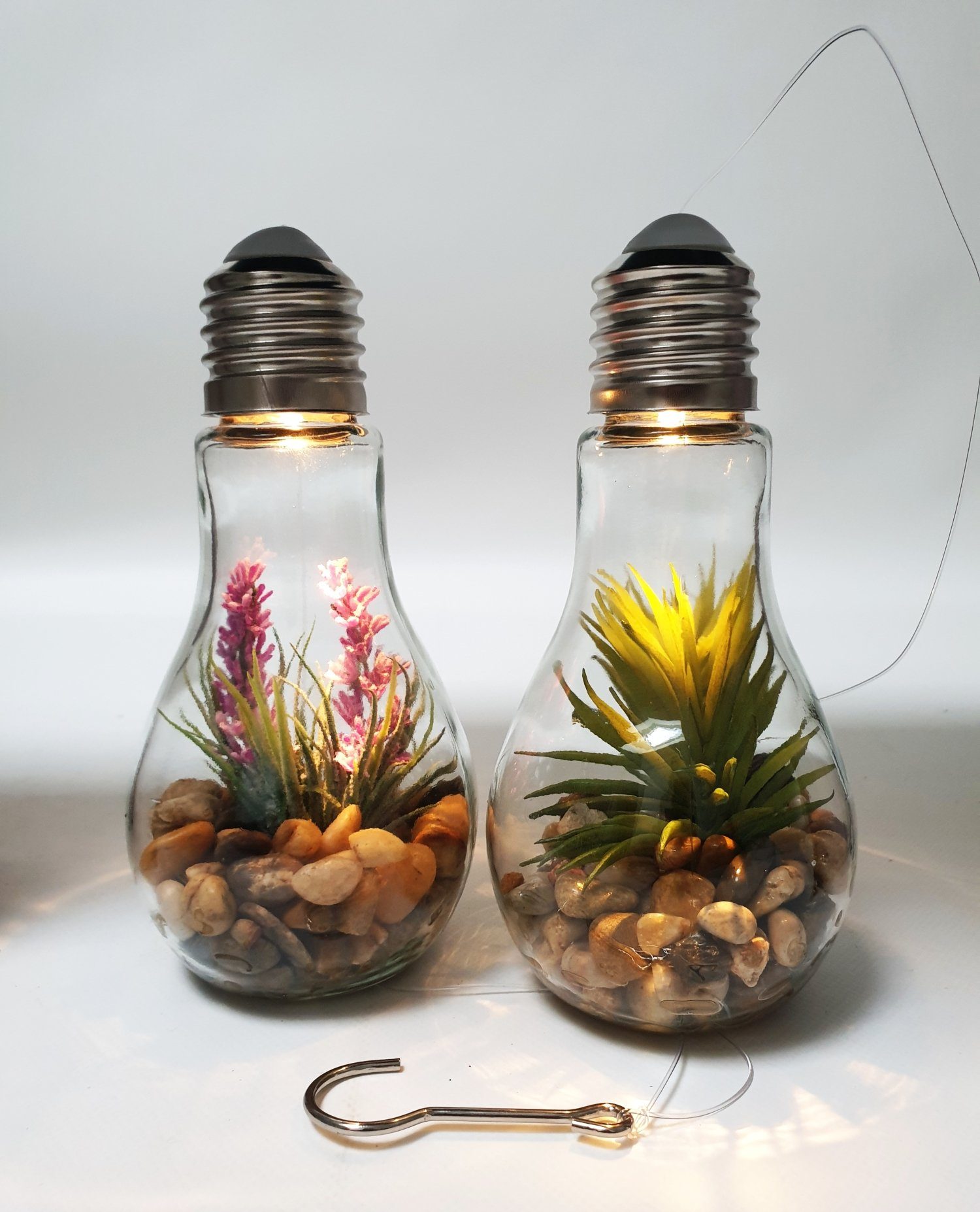 Thomas Philipps LED Dekolicht Glühbirne LED Kunstpflanze, Hängelampe Glas Dekolampe Deko Beleuchtung warmweiß
