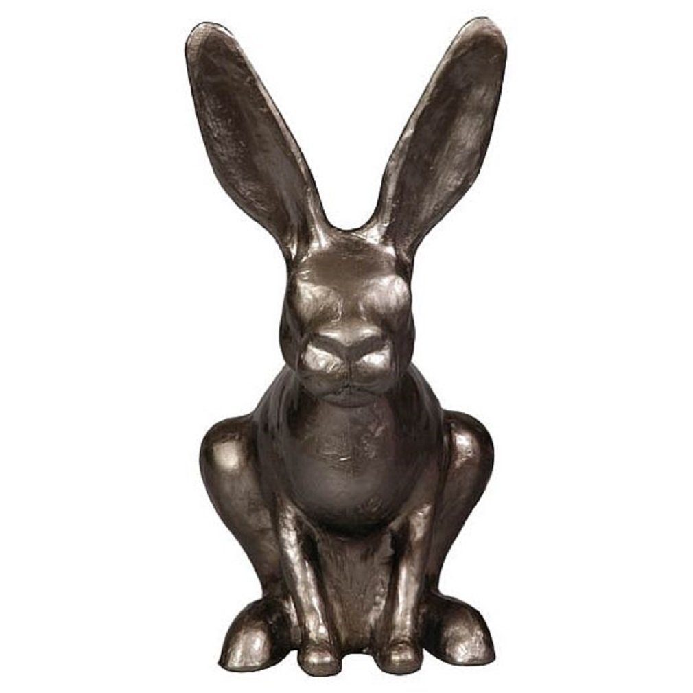 Capventure Gartenfigur Hasenfigur Hase Dekofigur silber 30cm Gartenfigur Cabanaz