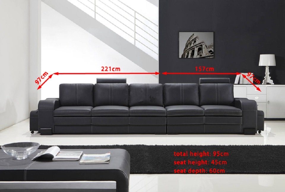 5 Design Sofa Textil Sitzer, Europe Couch in Made Polster Leder Sitz Luxus JVmoebel Sofa Sofa
