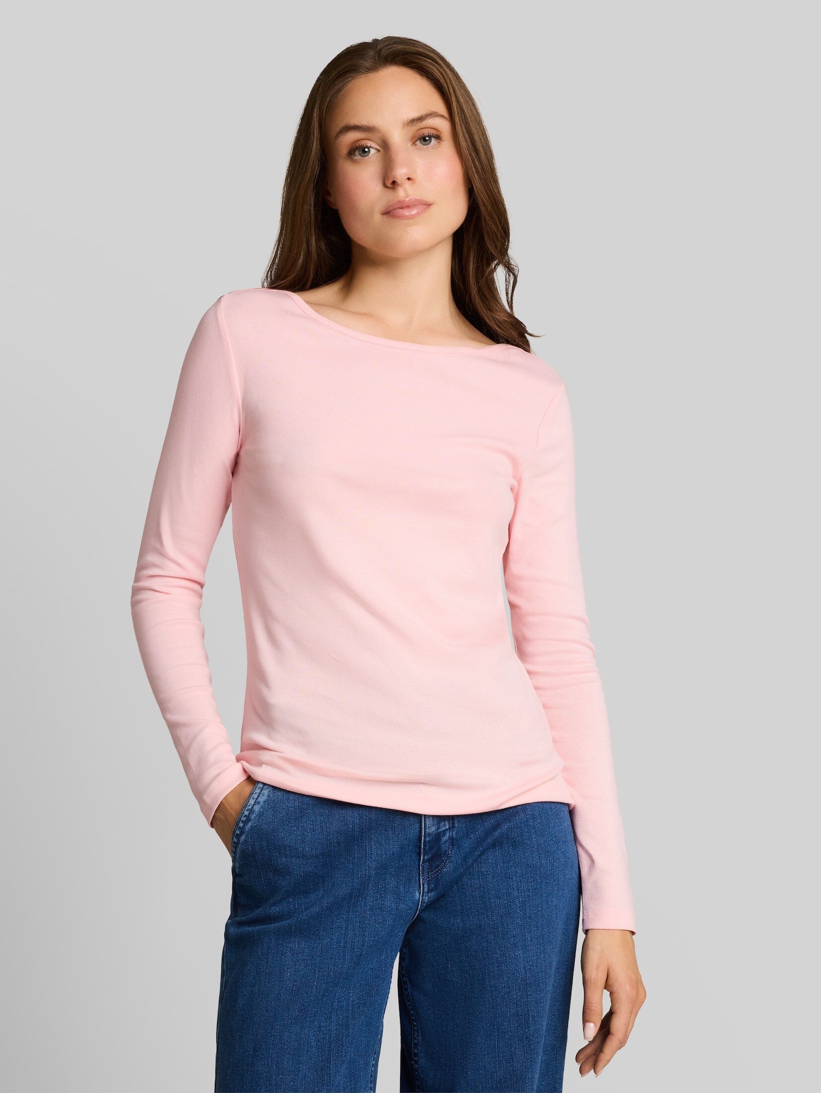 TOM TAILOR Langarmshirt T-Shirt (im Einserpack) Slim Fit Langarmshirt mit U-Boot-Ausschnitt
