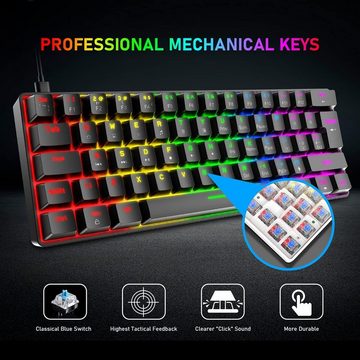 LexonElec RGB-Hintergrundbeleuchtung Tastatur- und Maus-Set, UV-beschichteten ultraleichter 65G Ergonomie Plug&Play-Kompatibilität