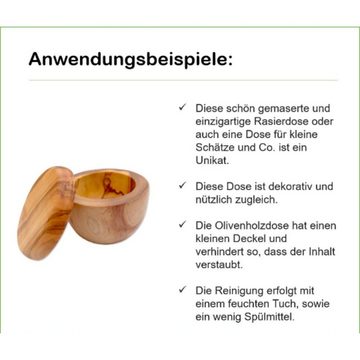 Olivenholz-erleben Rasierschale Rasierdose mit Deckel aus Olivenholz, 2-tlg., resistent gegenüber Feuchtigkeit