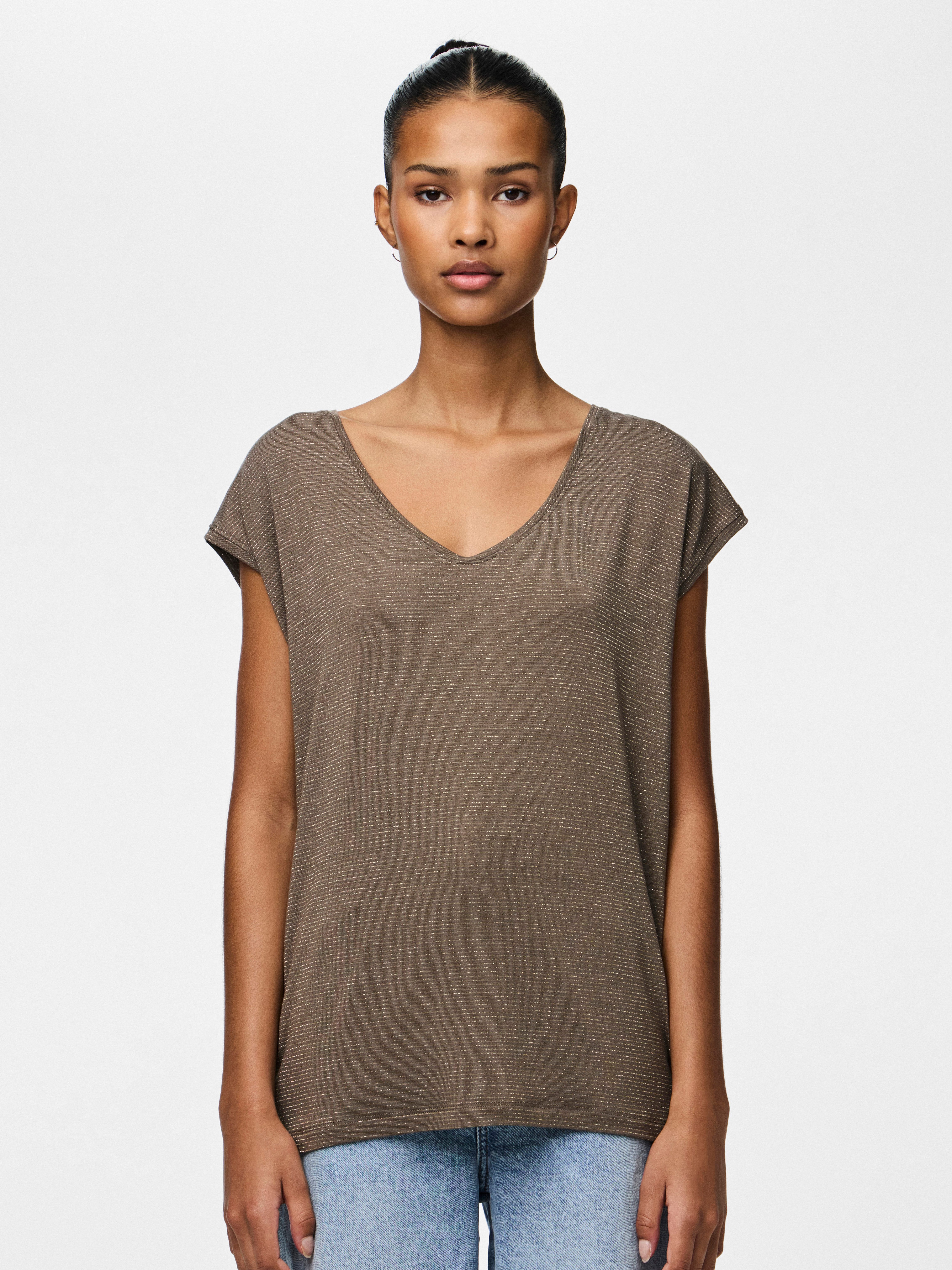 pieces T-Shirt PC BILLO mit Glitzerstreifen günstig online kaufen