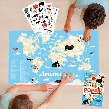 POPPIK Kreativset Sticker Lernposter, Tiere der Welt