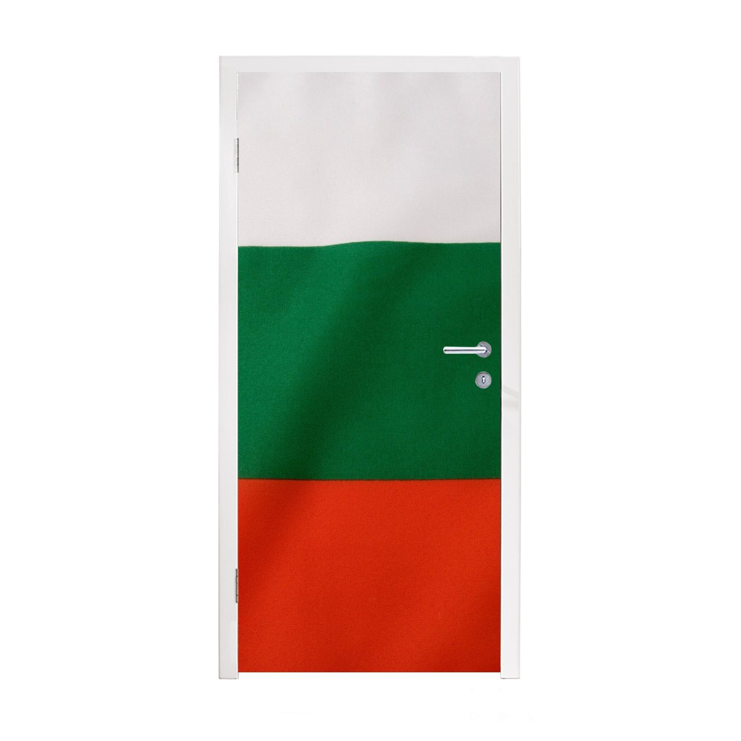 MuchoWow Türtapete Nahaufnahme der Flagge von Bulgarien, Matt, bedruckt, (1 St), Fototapete für Tür, Türaufkleber, 75x205 cm