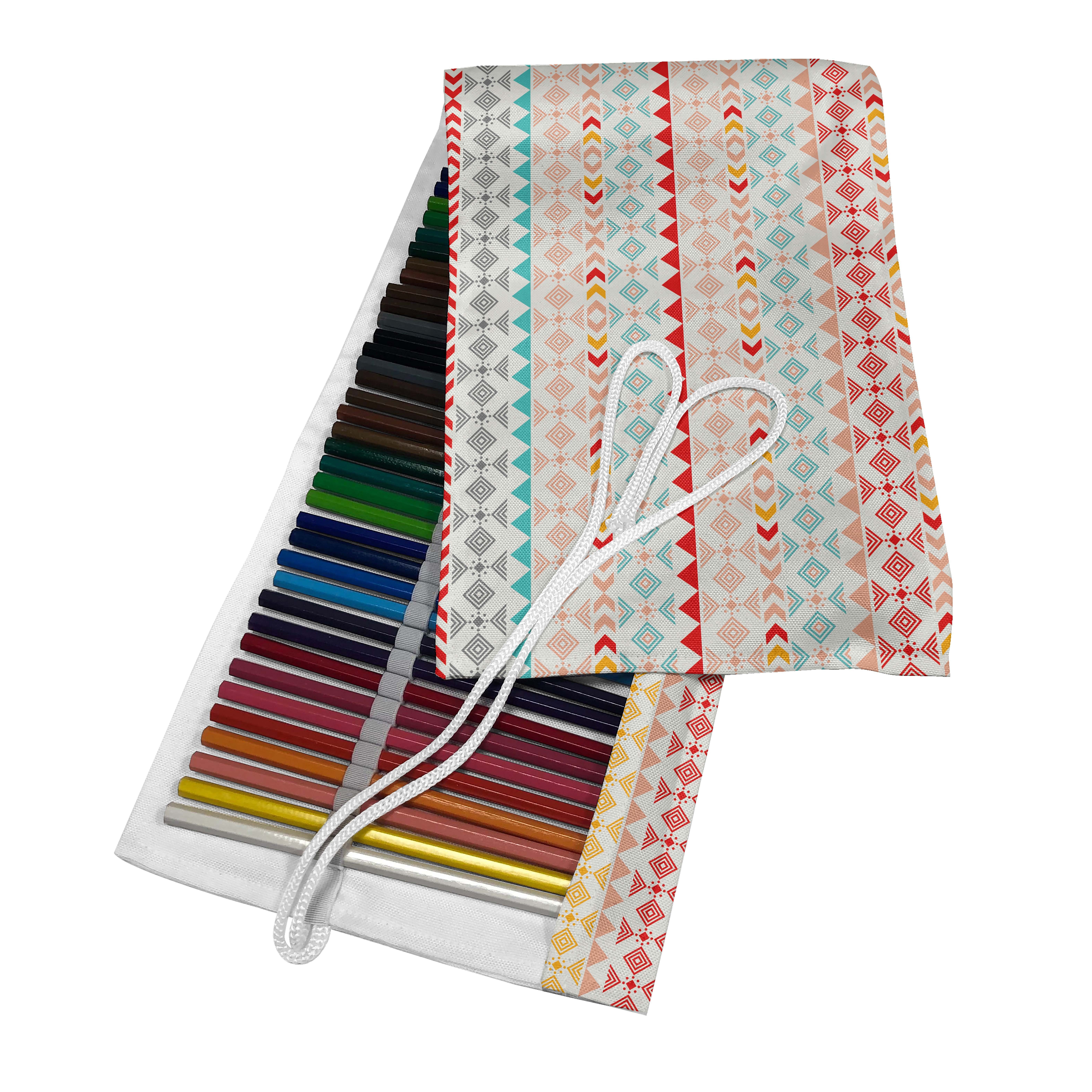 Abakuhaus Federmäppchen langlebig und tragbar Segeltuch Stiftablage Organizer, Jahrgang Boho Streifen und Formen