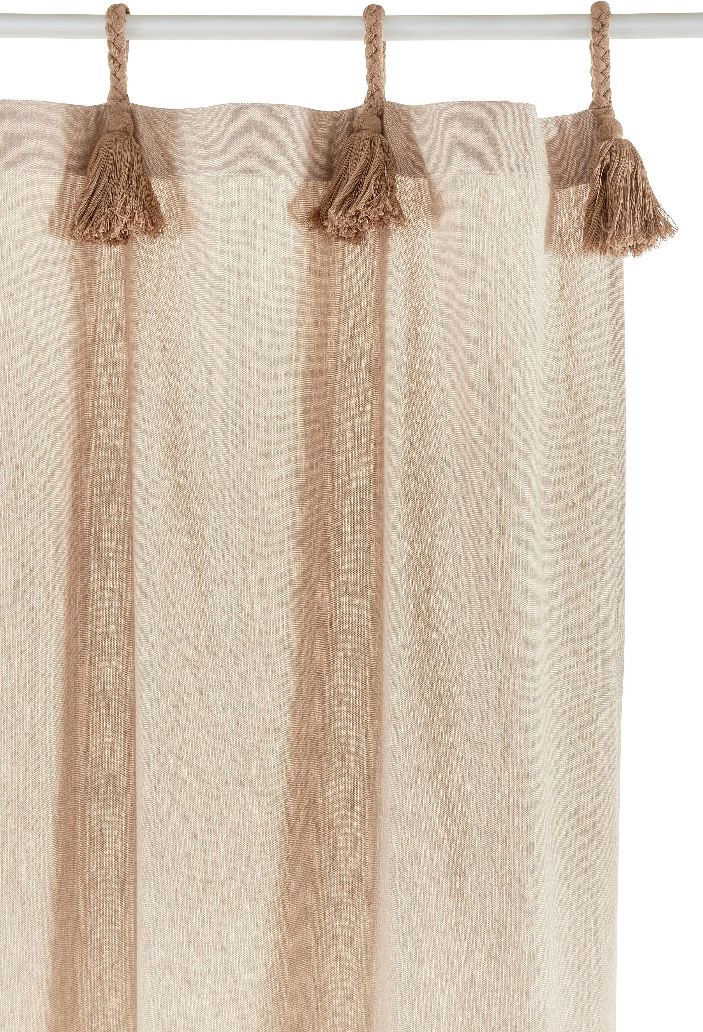 Jada, Lena by Gercke, LeGer St), (1 blickdicht, Größen blickdicht, Vorhang Bio-Baumwolle, Home beige gewebt, verschiedene Schlaufen
