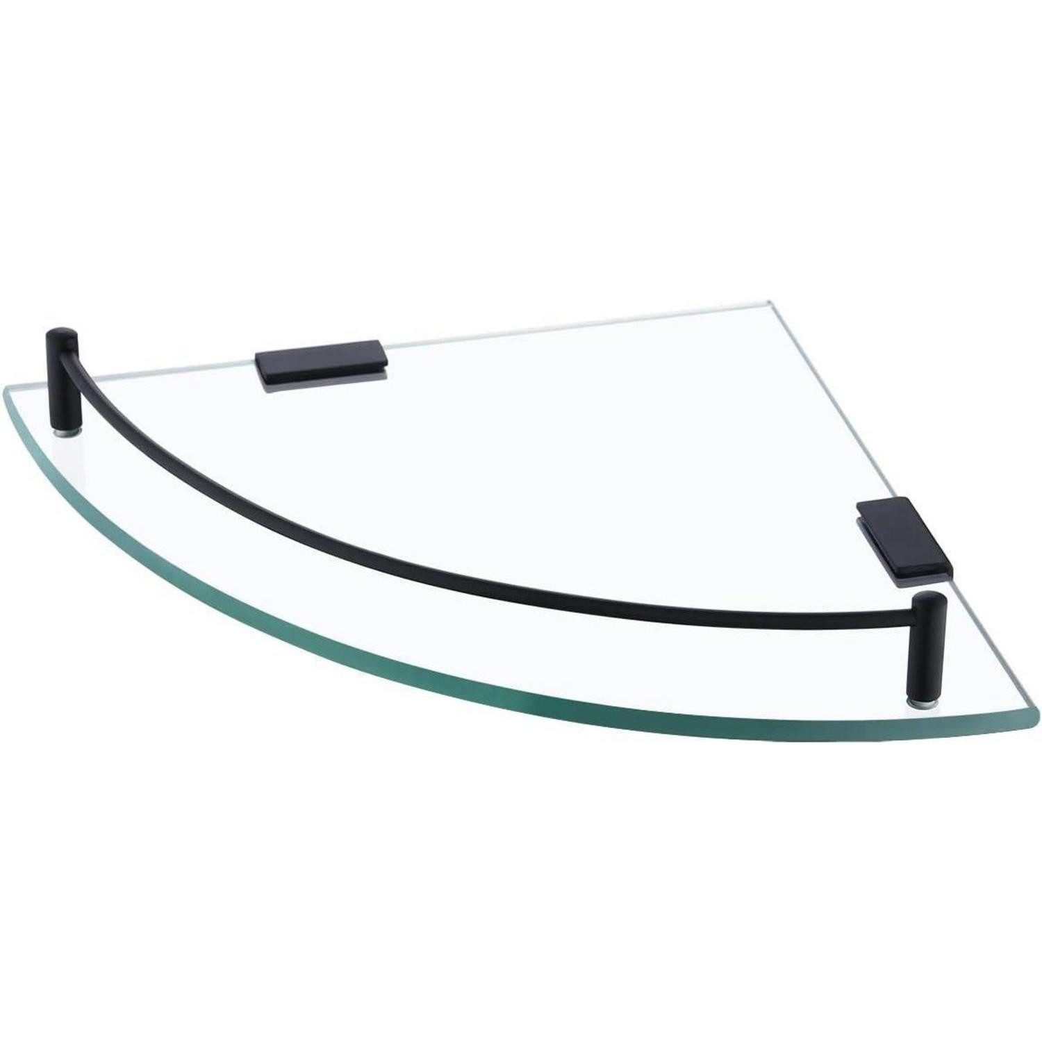 LuxusKollektion Duschregal Duschregal Glas Wandregal Edelstahl SUS304 7mm Ecke 1 Schwarz