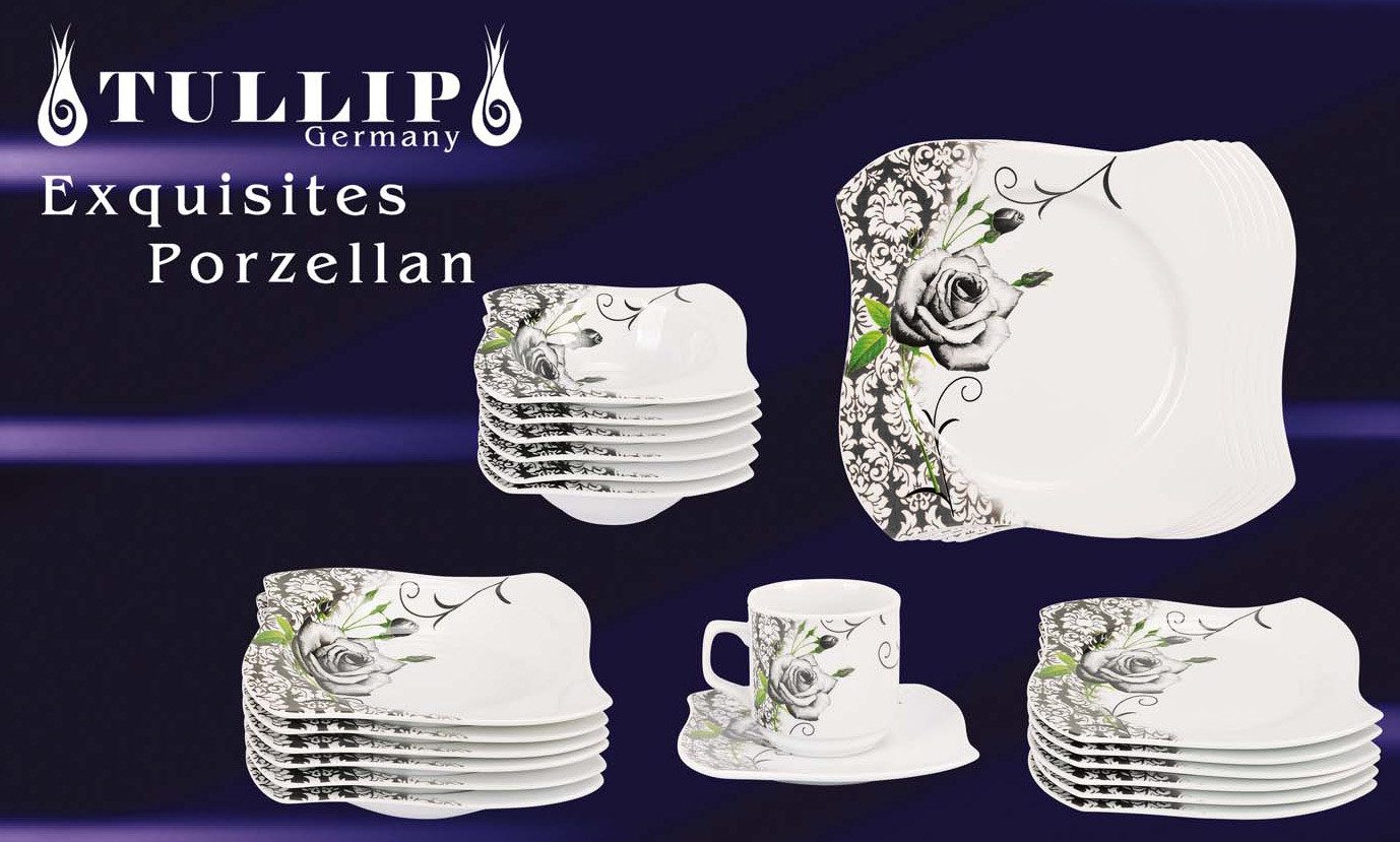 Tullip Kombiservice (36-tlg), 6 Personen, Tafelservice, Kaffeeservice, Designed in Germany