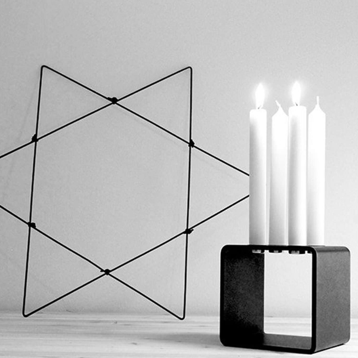 Hauszeit Design Kerzenhalter Kerzenhalter "4glow cube", 12,5 x 12 x 12,5 cm, schwarz (1 St), aus Stahl, pulverbeschichtet