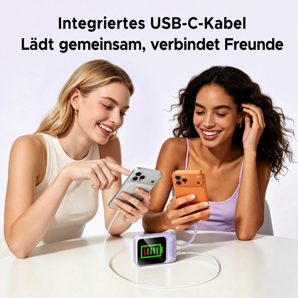 ORICO PixCharge Plus Powerbank 10000mAh mit 22,5W Schnellladung, Powerbank 256-LED Pixel Display & App-Steuerung, integriertem USB-C Kabel 10000 mAh (5V / 9V /  – Bild 5 von 5
