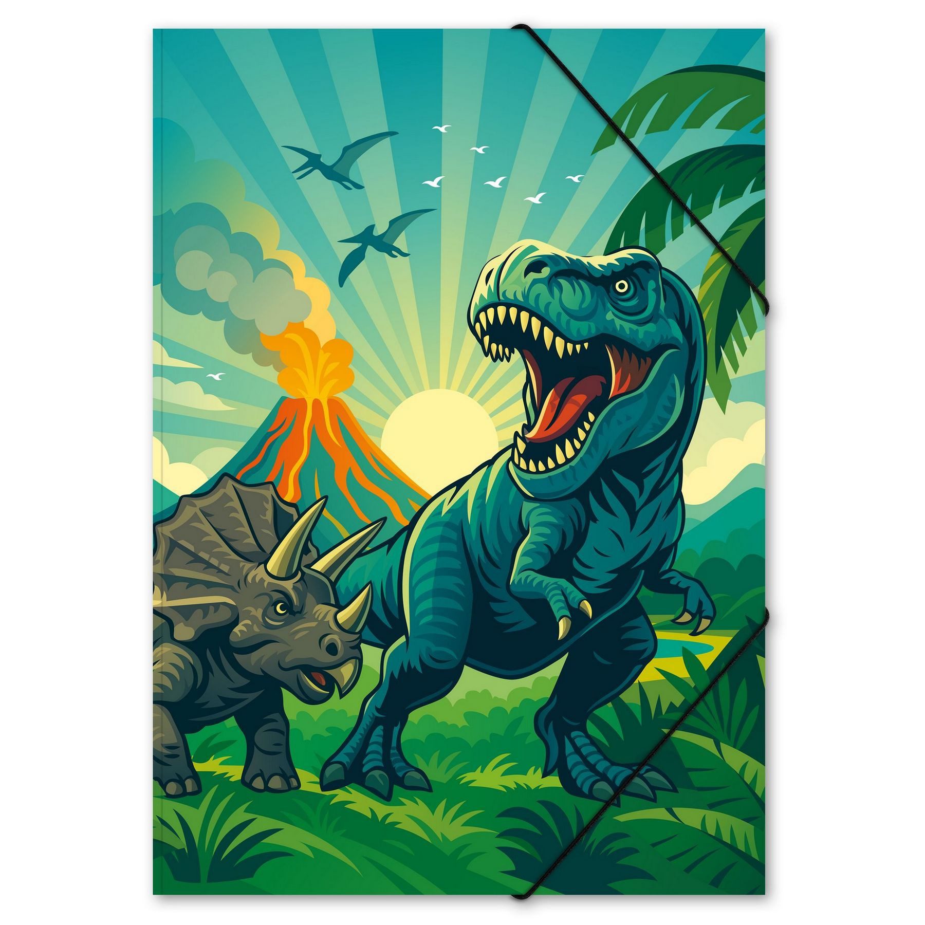 itenga Organisationsmappe ITENGA Gummizugmappe Zeichenmappe A3 PP Motiv Dinosaurier - DINO WORLD