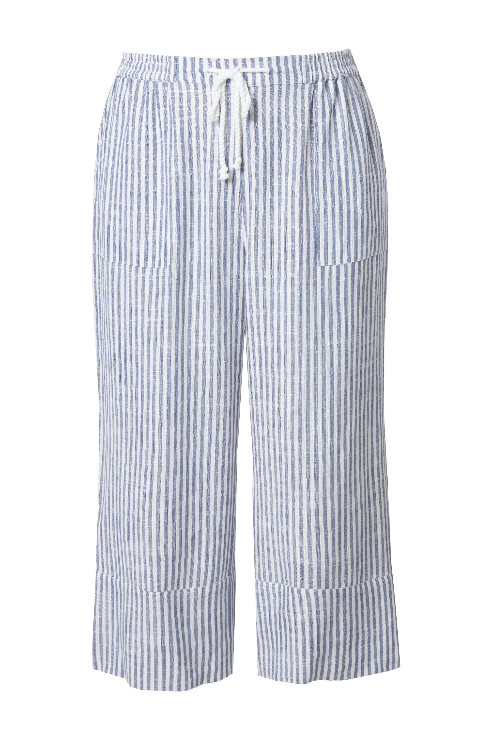Ulla Popken Schlupfhose Leinenmix-Culotte Rose Streifen günstig online kaufen