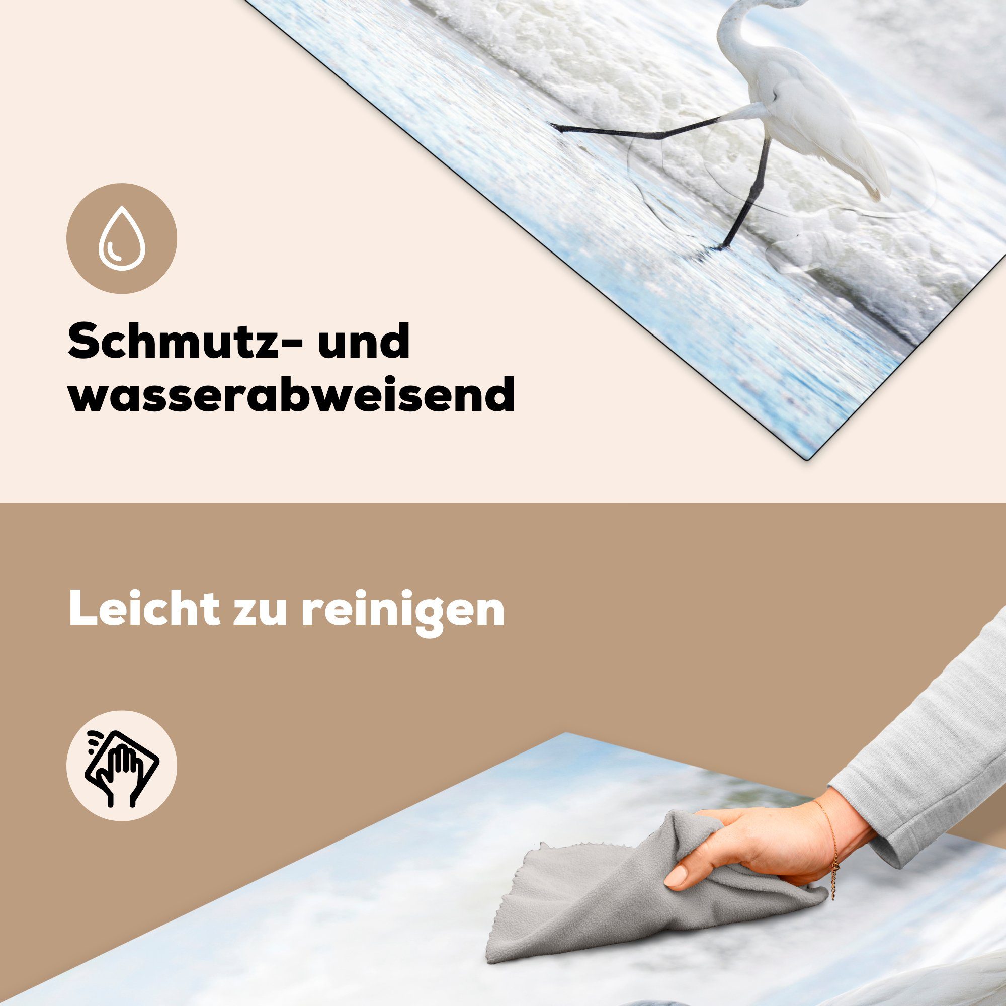 küche 78x78 Wasser (1 Vinyl, Ceranfeldabdeckung, Reiher South Herdblende-/Abdeckplatte in dem MuchoWow Arbeitsplatte auf tlg), für Carolina, cm,