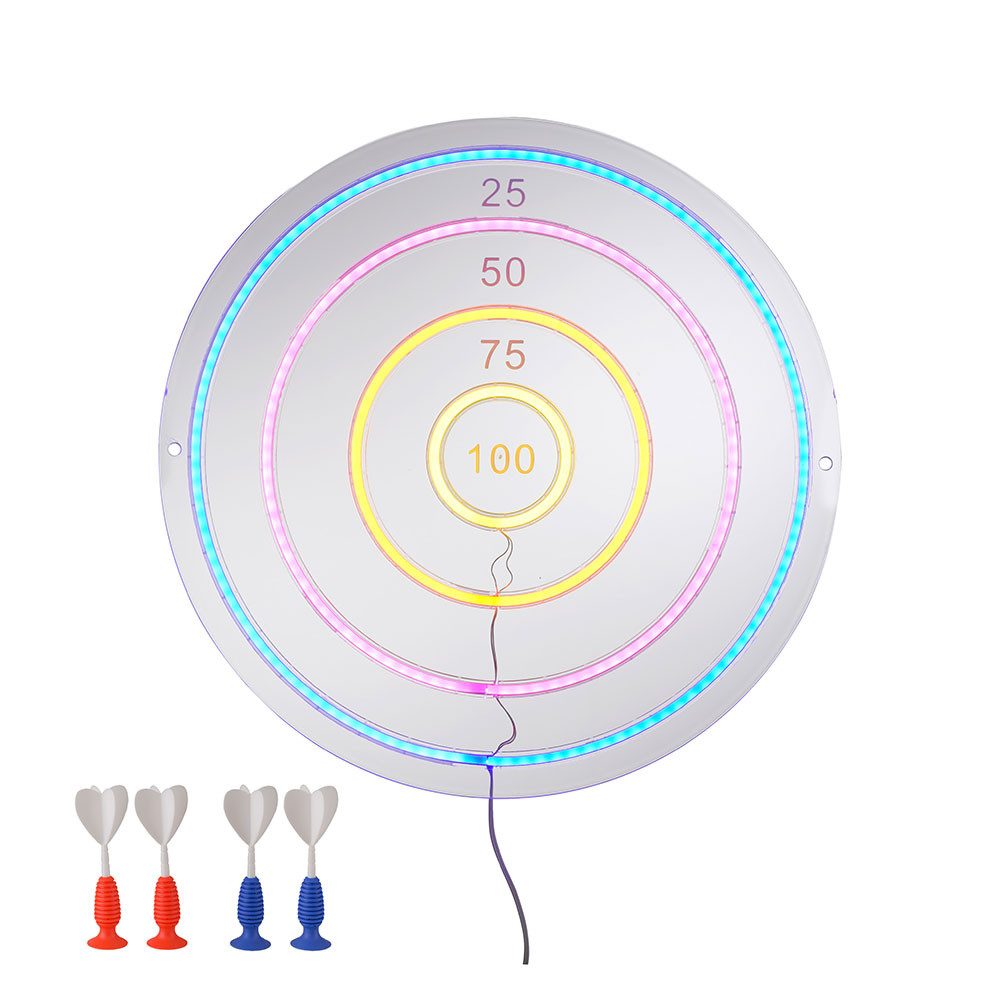 JUST LIGHT LED Dekolicht, LED-Leuchtmittel fest verbaut, Farbig, Neon LED Dartscheibe Kinderzimmer Dekolampe USB LED Pfeile D 46 cm