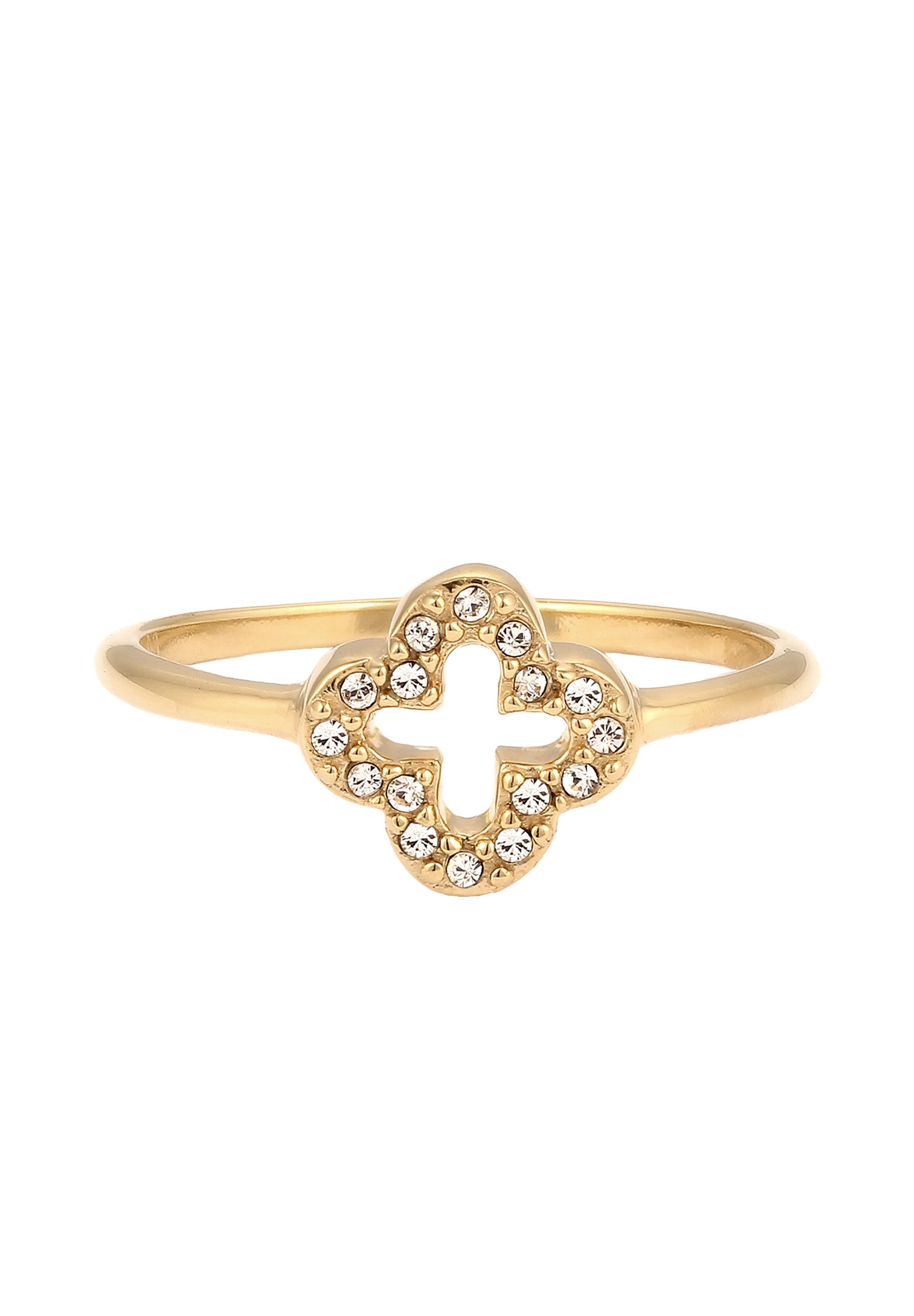 Elli Fingerring Kleeblatt Weiß 925 Sterling Silber, mit Kristallen von Swar günstig online kaufen