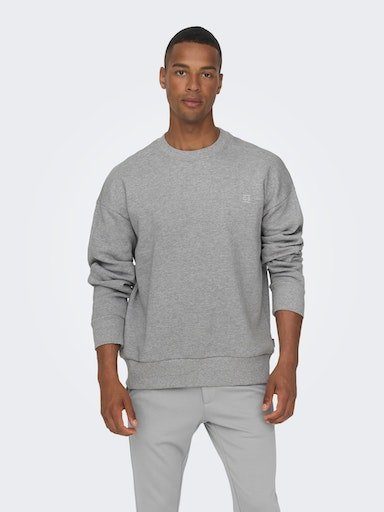 ONLY & SONS Sweatshirt ONSDAN LIFE RLX HEAVY SWEAT CREW NOOS Light Grey Melange