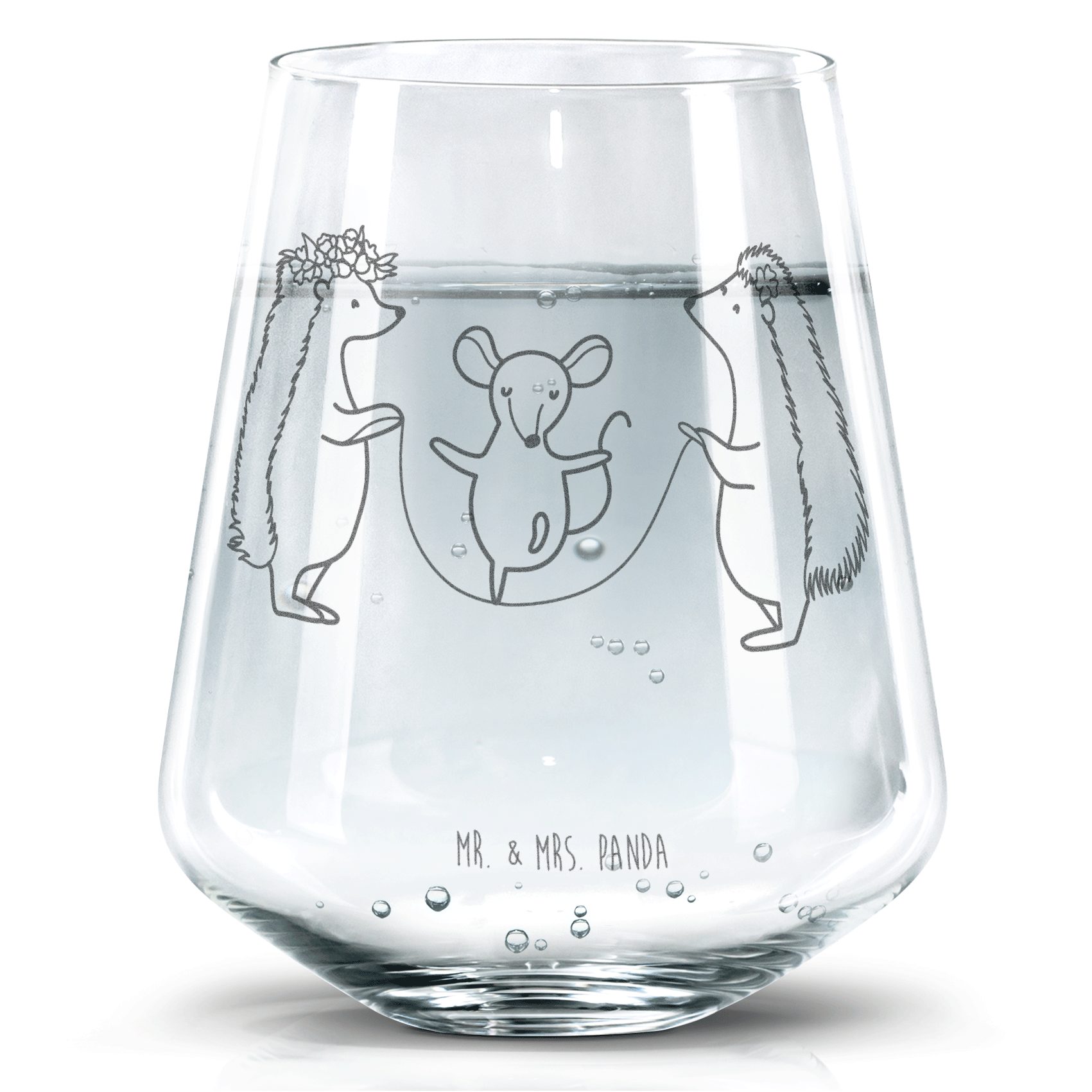Mr. & Mrs. Panda Glas Igel Seilhüpfen - Transparent - Geschenk, Seilspringen, Tiere, Gute L, Premium Glas, Hochwertige Lasergravur