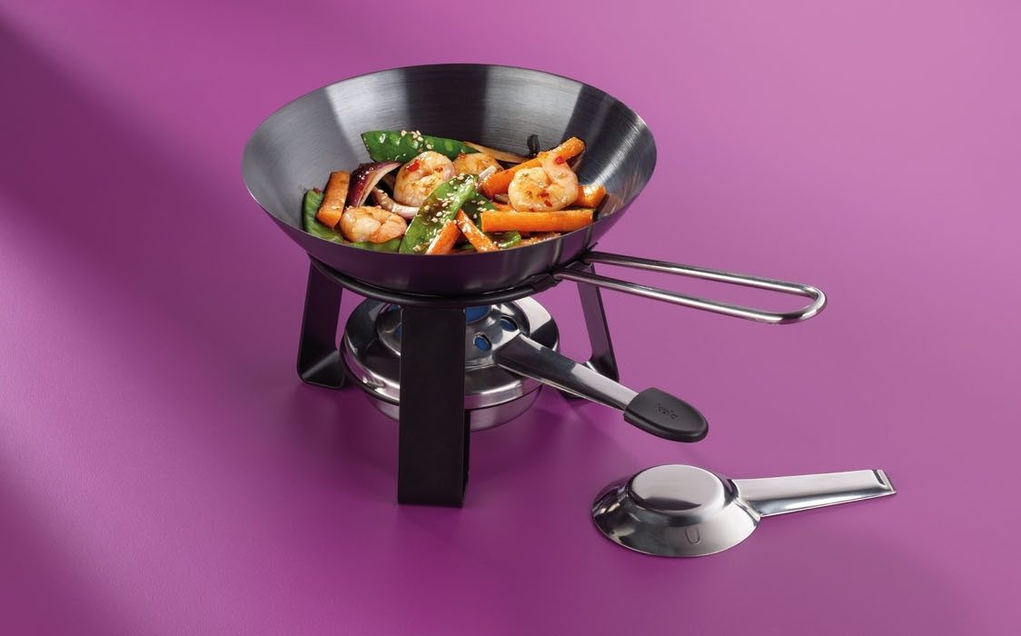 kela Wok Mini-Wok mit Rechaud JOY, Schwarz, Ø 18 cm, Stahl (2-tlg), mit Pastenbrenner