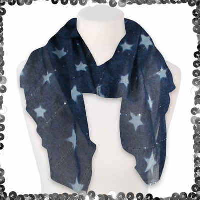 Tini - Shirts Modeschal Damen Schal Sterne mit Pailletten, Sterne Pailetten Muster Schal