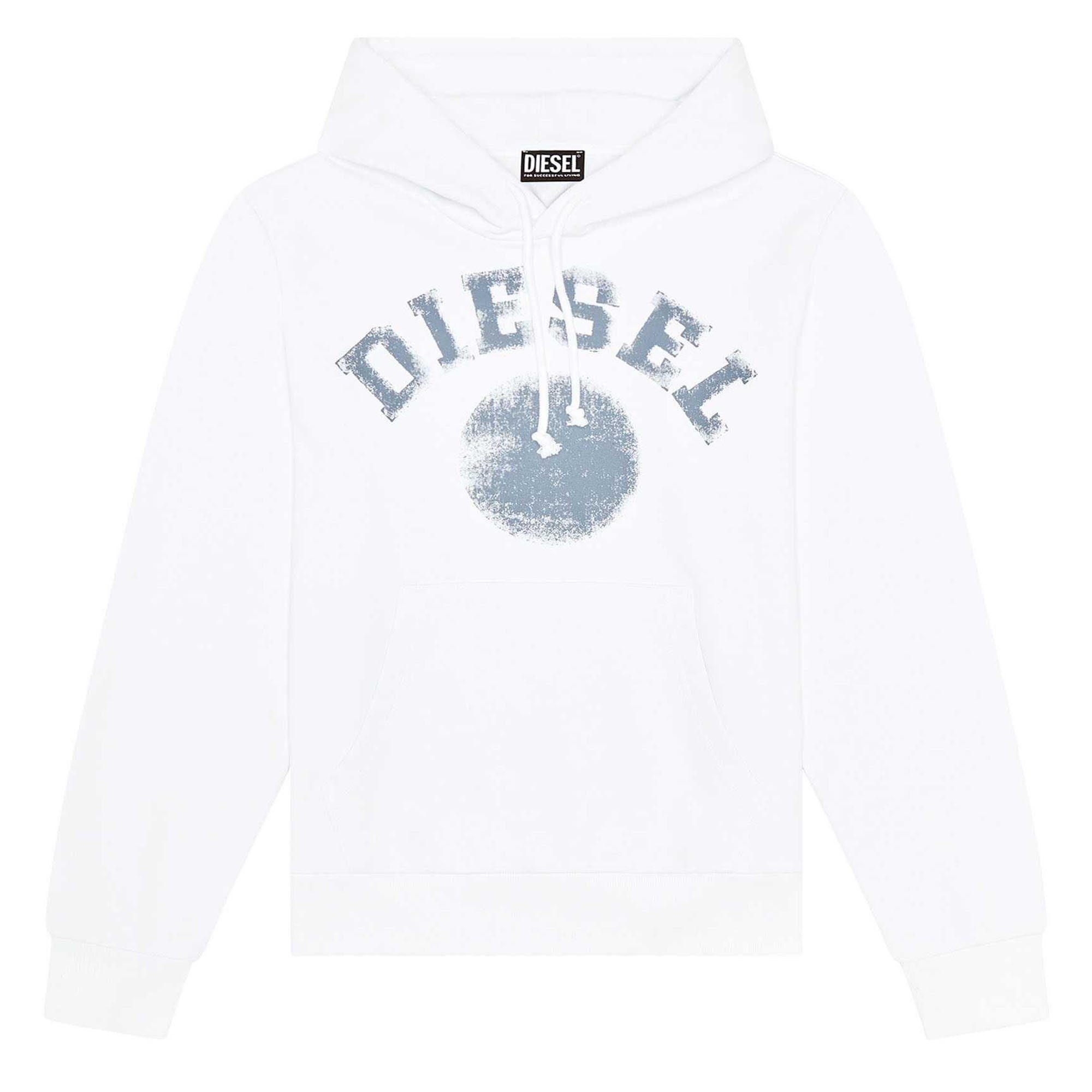 Diesel Sweatshirt Herren Hoodie - S-GINN HOOD-K30, Kapuze, Pullover Weiß