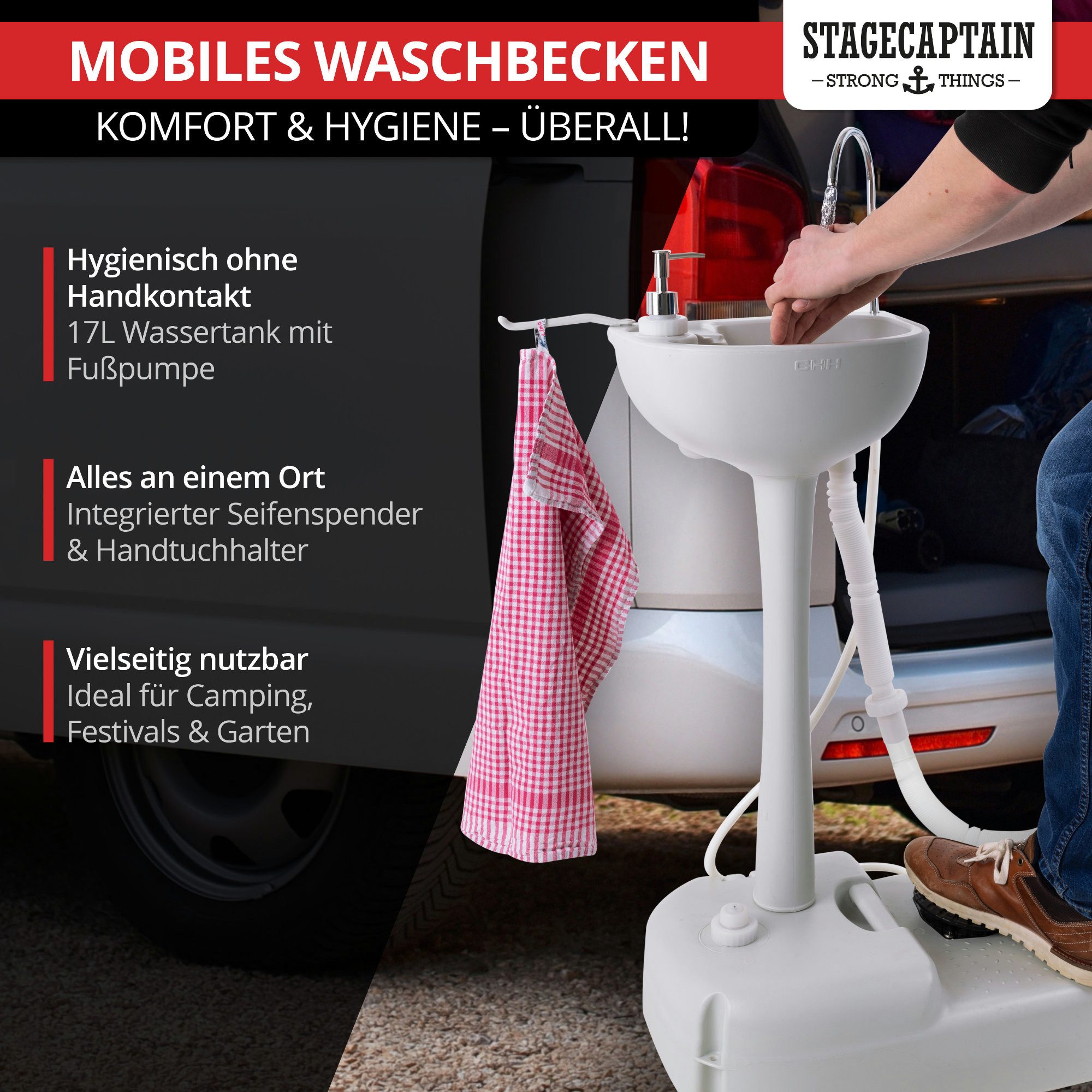 Stagecaptain Waschbecken PSW-17 Portables Festival Camping-Waschbecken günstig online kaufen