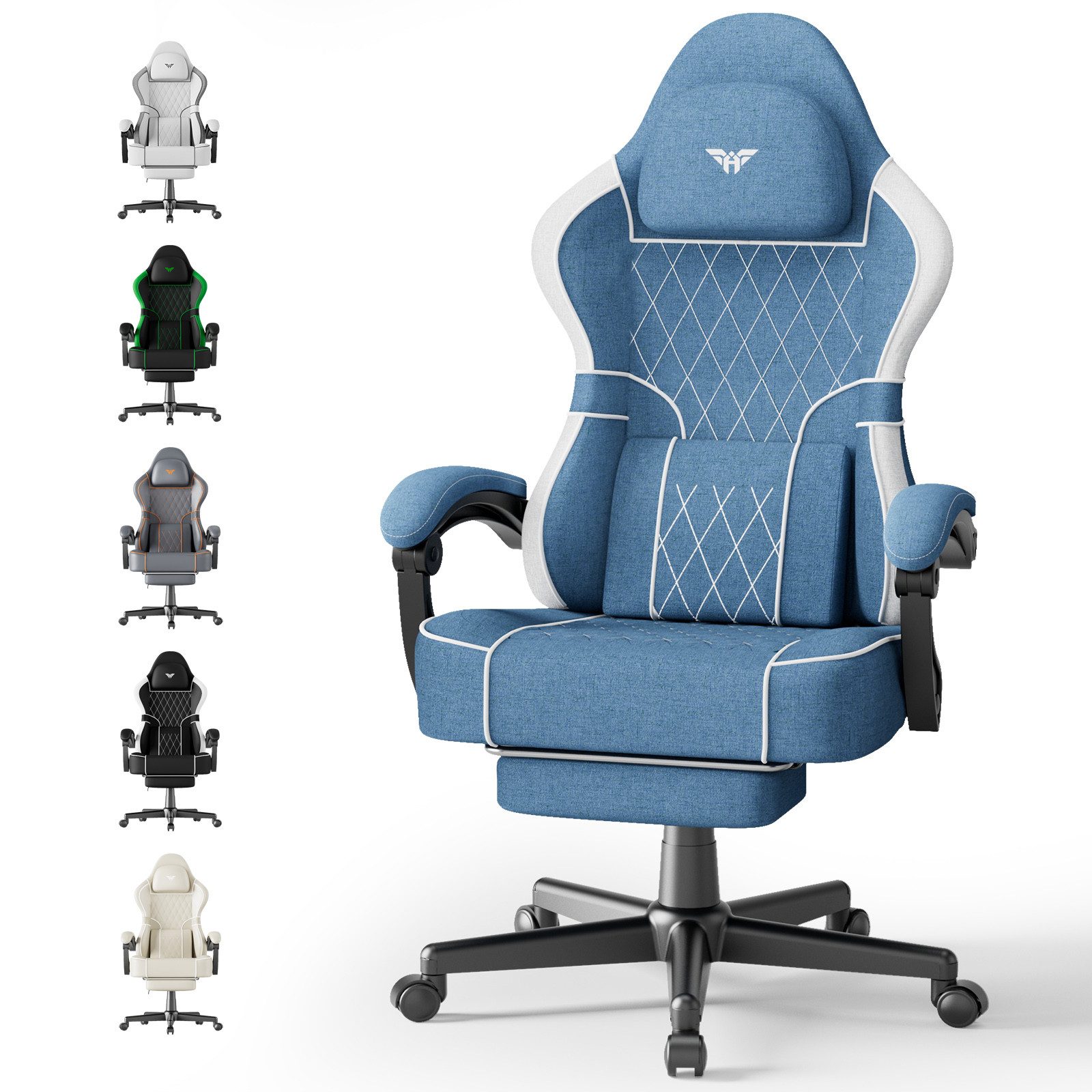 Huracan Gaming-Stuhl Gamer Chair mit verstellbare Kopfstütze und Lendenkissen,Ergonomisch