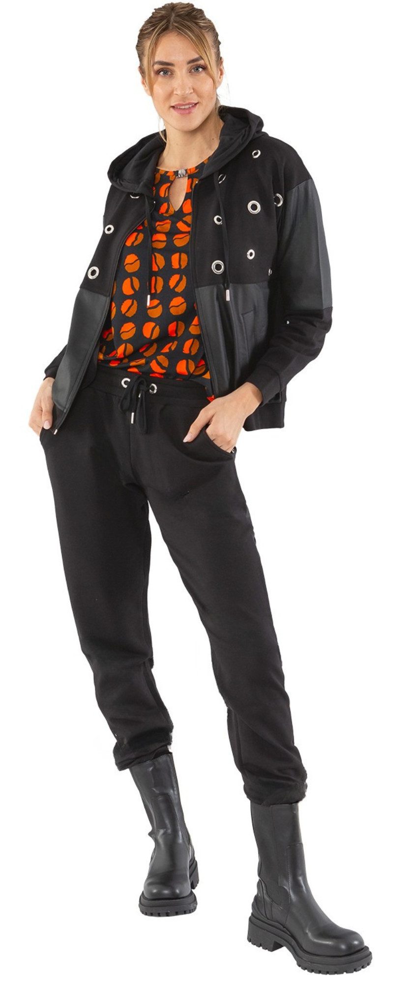 Estefania for woman Jogger Pants 193-6100, mit Lederimitat Galonstreifen Lederimitat Galonstreifen