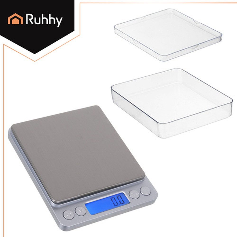 Ruhhy Küchenwaage Präzisions-LCD-Küchenwaage Feinwaage, (Spar-Set, Grammwaage), Wiegt zuverlässig von 0,1 g bis 2000 g und ist vielseitig in Küche