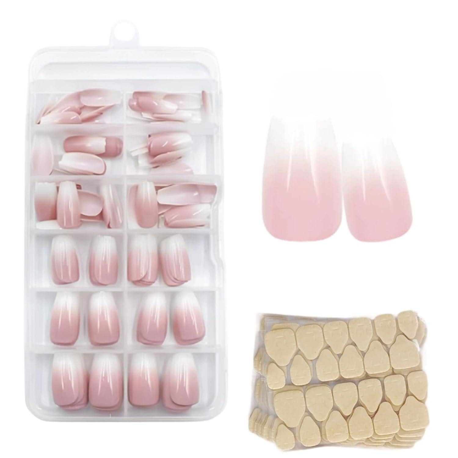 LuxusKollektion Kunstfingernägel Künstlicher Nagel 120er Set wiederverwendbar rosa Farbverlauf oval