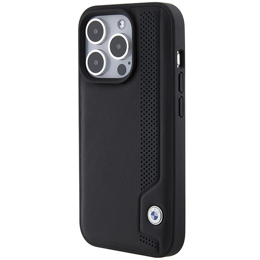 BMW Handyhülle Lederoptik Schutzhülle Case 6,7 Zoll, Eco-Leder-Design mit Punkte-Applikation, stoßfest