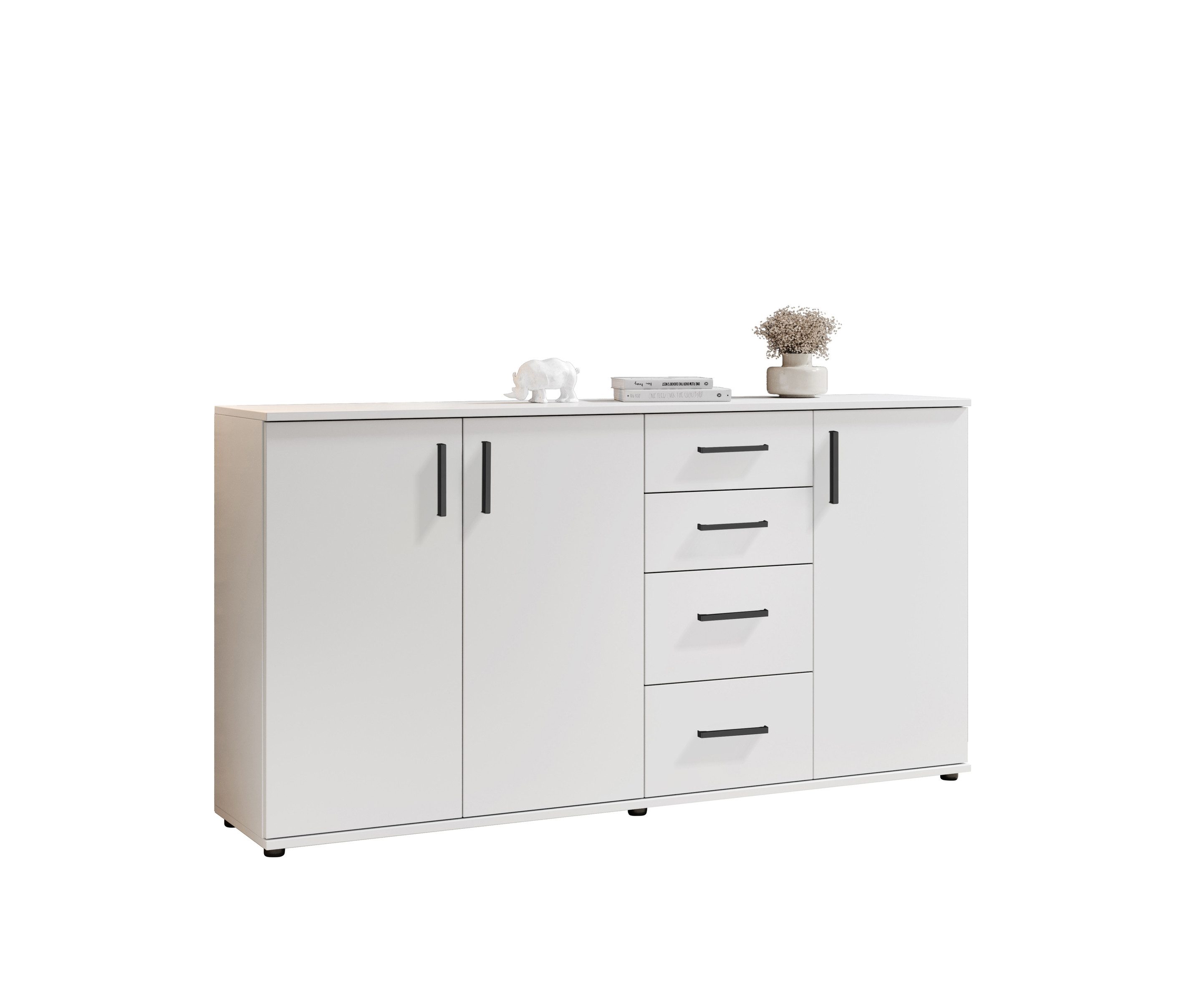 Bega Consult Sideboard 3 Türen, 4 Schubladen, weiß - 160x84x35cm (BxHxT)