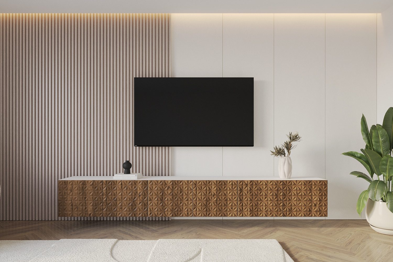 ALTDECOR Lowboard VIRA (3 St., TV-Schrank, TV Möbel, TV Cabinet, Fernsehtisch hängend 3x100cm), Fernseher schrank, TV Kommode, TV Tisch, TV Sideboard, TV Boar