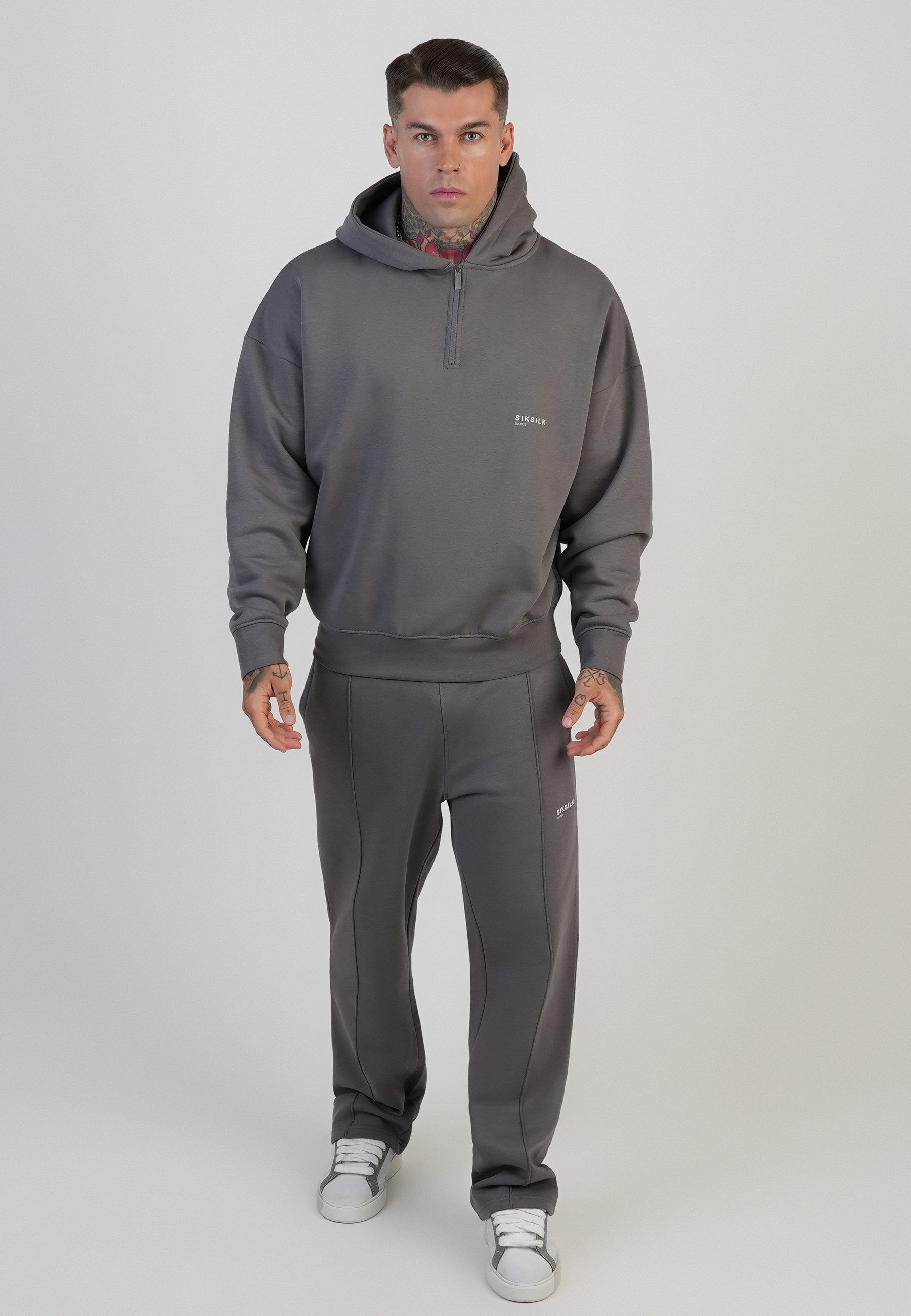 Siksilk Hoodie SikSilk Herren Grafik-Hoodie mit halbem Reißverschluss