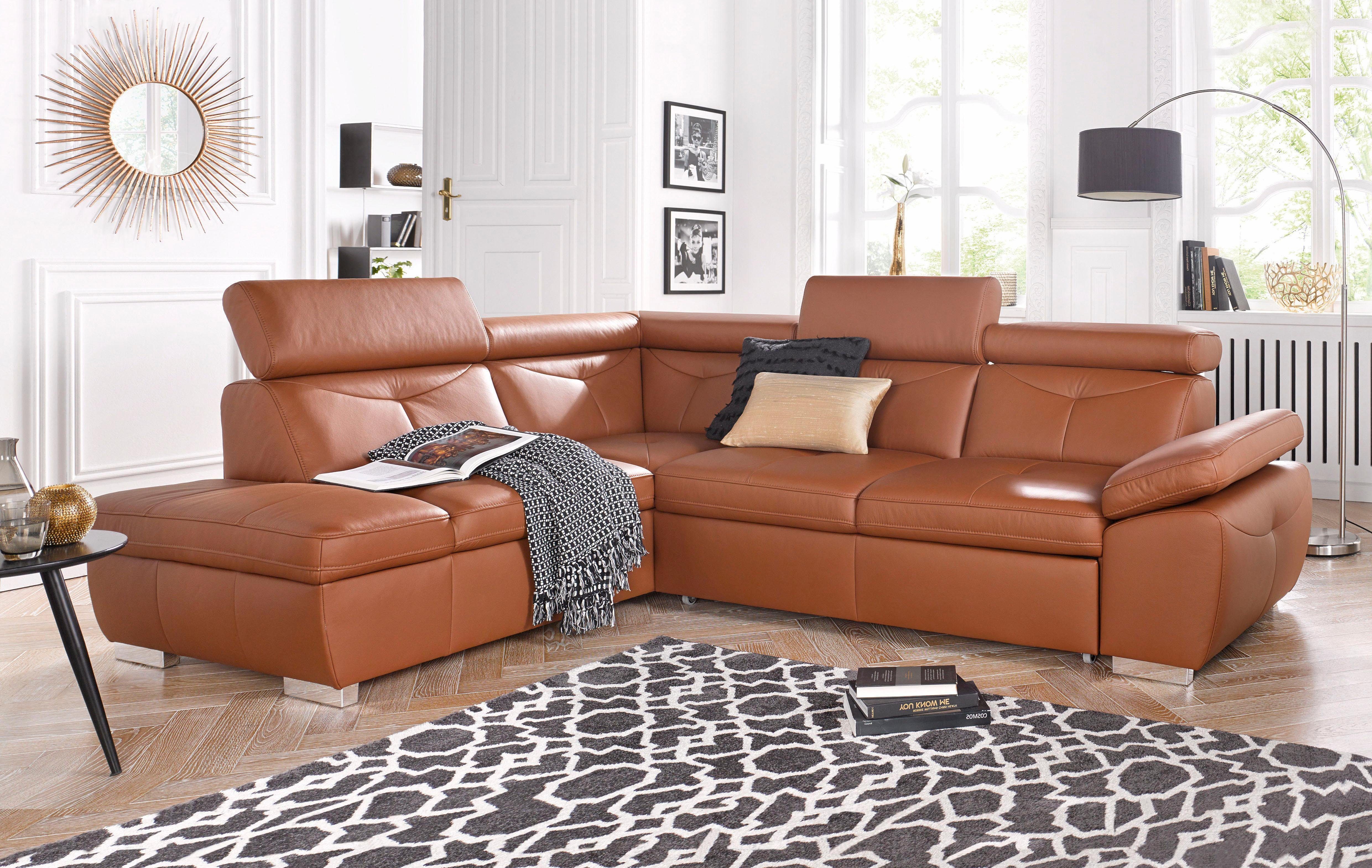 exxpo - sofa fashion Ecksofa Spring, super bequem und komfortabel mit Armteil- und Kopfteilfunktion, wahlweise mit Bettfunktion und Bettkasten, L-Form