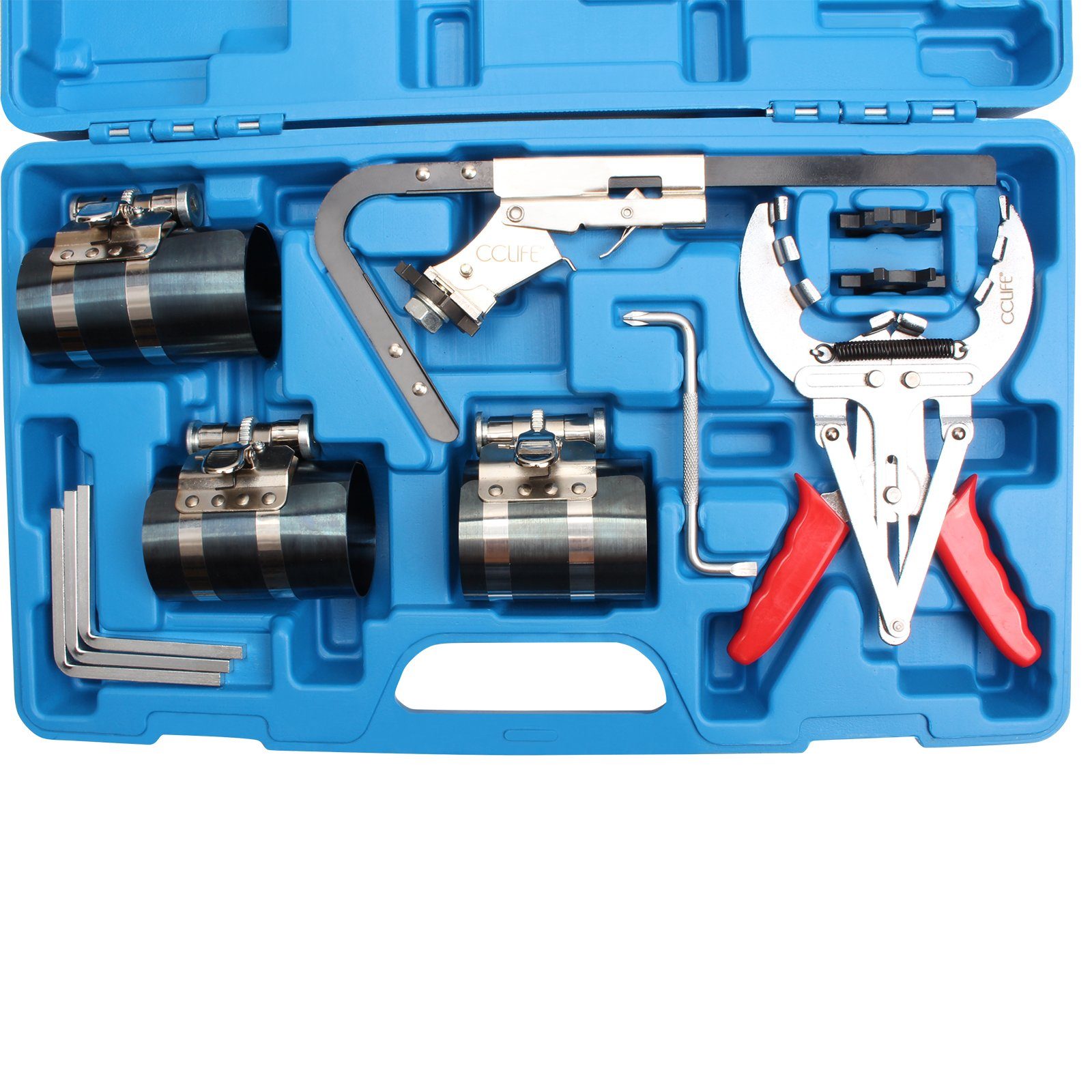 CCLIFE Werkzeugset Kolbenring Spannband Satz Kolbennutreiniger Werkzeug Kolbenringzange