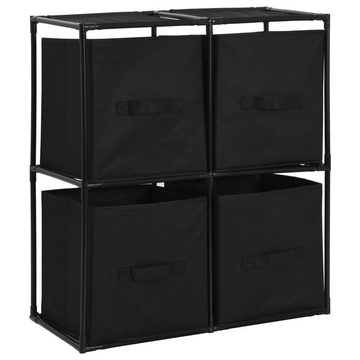 vidaXL Fächerschrank Lagerschrank mit 4 Stoffkörben Schwarz 63×30×71 cm Stahl (1-St)