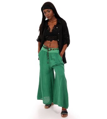 YC Fashion & Style Leinenhose Leinenhose Hosenrock mit weitem Bein (1-tlg) casual, mit elastischem Bund